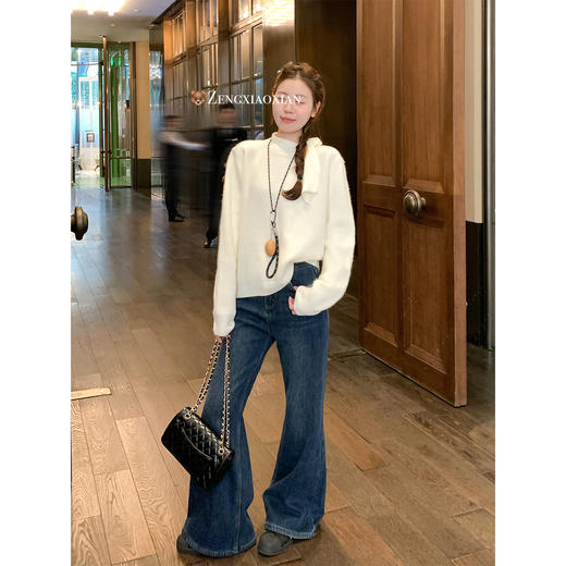 <曾小咸推荐>2.4现货秒杀 ！微信超特价！2色韩系加绒微喇牛仔裤 日常229.99 立减130 秒杀99.99！！米白色毛衣秒杀89.99！ 商品图1