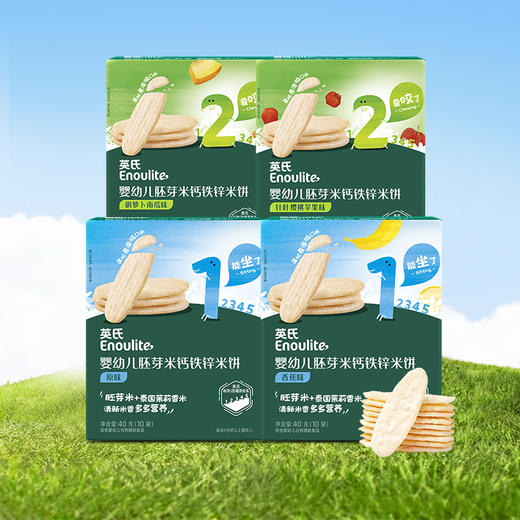 英氏婴幼儿胚芽米钙铁锌米饼(多种口味可选)40g(10袋) 商品图0