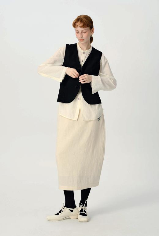 Renlisu 26SS 暮白色肌理丝棉长袖衬衫 商品图3