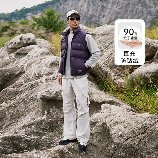 OMG运动 【90鸭绒】外穿冬季保暖羽绒马甲男立领加厚羽绒服户外 商品图2