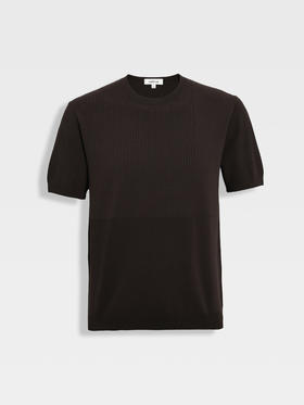 callisto咖色凉感提花针织短T