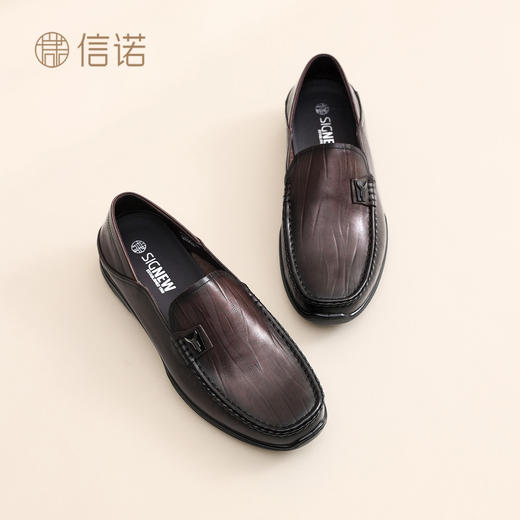 真皮软底男鞋舒适一脚蹬乐福鞋中老年爸爸鞋休闲皮鞋2026春季新款N6C115-29 商品图1
