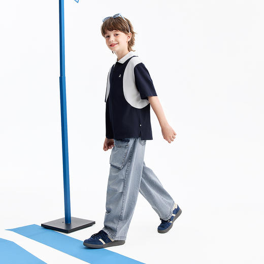 男童翻领短袖针织衫夏季新款安奈儿童装EB621594 商品图3