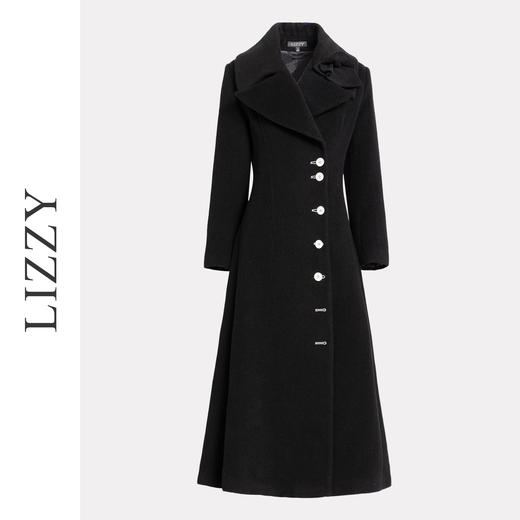 LIZZY 秋冬欧式复古手工盘花大翻领配可脱卸胸针绵羊毛长款大衣外套6372 商品图4