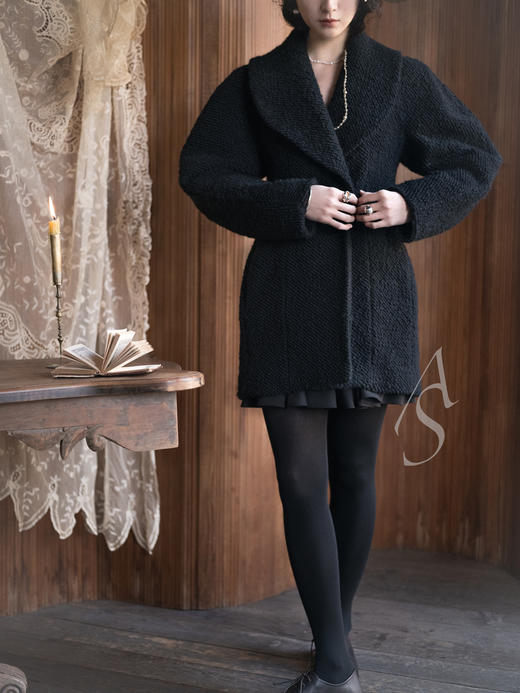 Ashlyn 黑色Aislinn羊毛雕塑长外套 商品图1