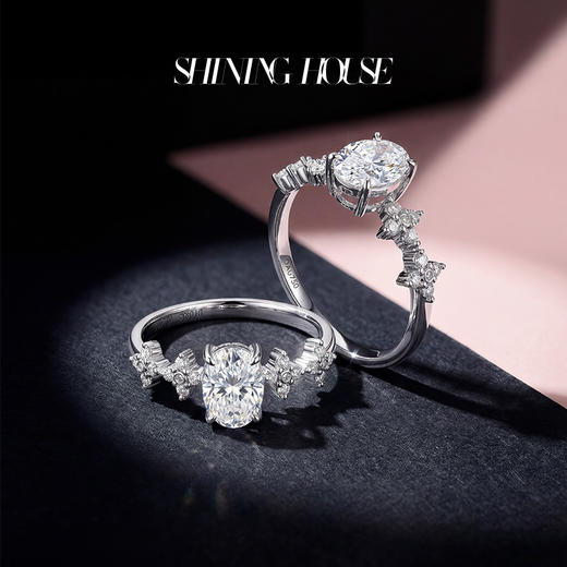 ShiningHouse[培育] 18k金钻石戒指 椭圆形1克拉钻人工真钻人造钻石K金戒指时尚钻石戒指悦己送礼臻选【此商品不支持7天无理由退货退款】预计3日发货 商品图5