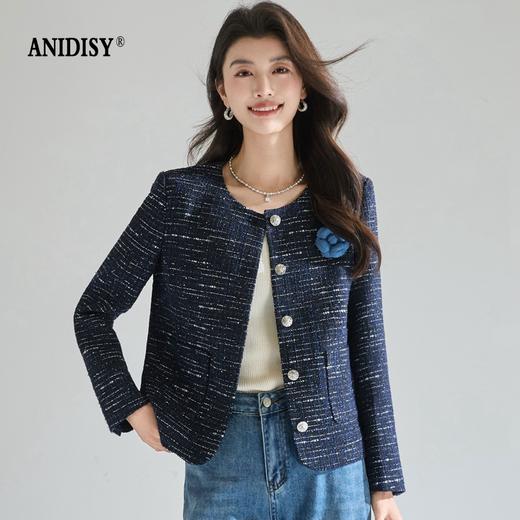 2026春装 闪片小香风圆领长袖单排扣短外套 商品图0