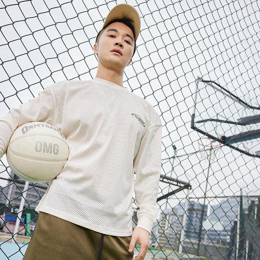 OMG运动 网孔长袖透气吸湿排汗健身服男篮球训练服网眼飞盘服t恤 商品图4