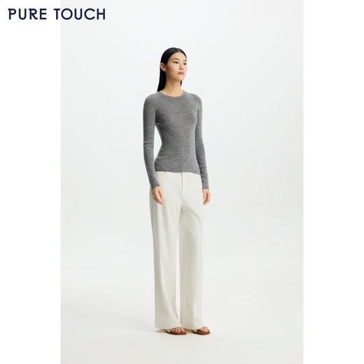 PURE TOUCH女装26春夏新款圆领羊毛打底衫弹力修身内搭多色针织衫 商品图3