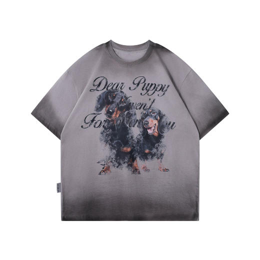 【不宠系列】BJHG不计后果腊肠狗短袖男款夏美式水洗复古T恤上衣 商品图4