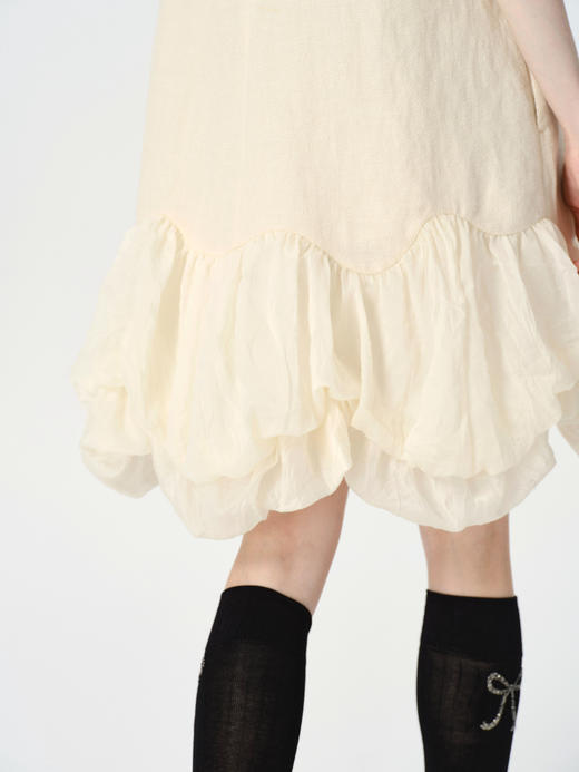 Renlisu 26SS 米白色丝棉麻刺绣A型云朵连衣裙 商品图3