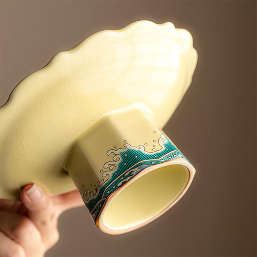 【汝窑高脚盘-盛世锦鲤】陶瓷高脚水果盘中式高足茶点盘家用点心碟子供佛盘干果盘订婚摆台 商品图9