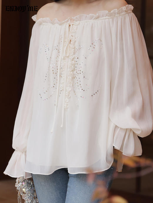 【门店同款】ENJOY春季“柔光芳序”精致烫钻上衣 169602082 商品图4