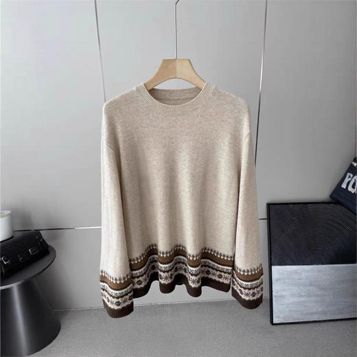 【来点不一样的】横扫！牛货来了！柜3500+！2026混纺费尔岛提花宽松圆领针织衫女款！ 商品图3