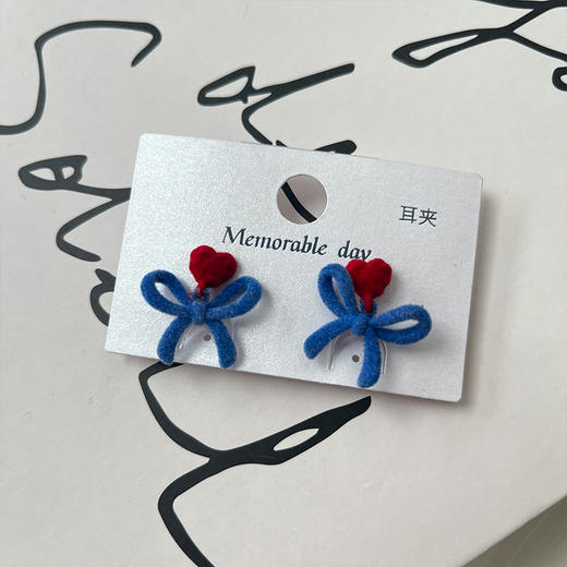 红蓝蝴蝶结耳饰耳夹-纪念日百货门店同款169100381 商品图2