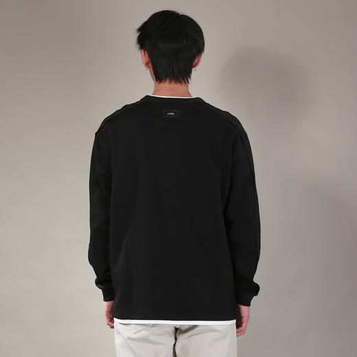 DRONKOO 2026 圆领小V领口下摆拼接T恤假两件长袖中厚T恤 商品图4