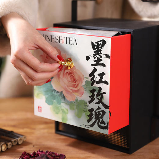 五虎墨红玫瑰提篮礼盒 150g/盒 商品图3