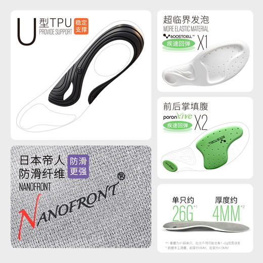 小李子李质造足球训练稳定支撑透气散热篮球跑步运动缓震鞋垫男 商品图4