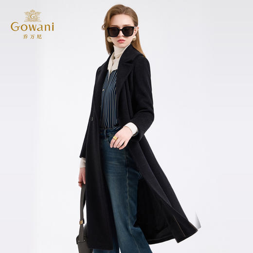 【100%绵羊毛】乔万尼高智感自带气场收腰长款毛呢大衣ED4A830 商品图1