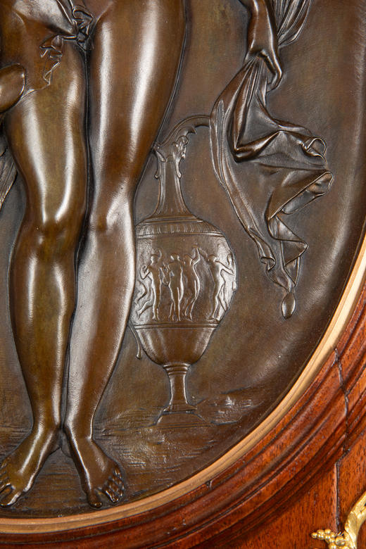 【已售】独角鹿西洋古董19世纪法国出品卷叶纹铜鎏金精雕装饰硬木画框古典神话主题青铜浮雕壁挂画一对 商品图10