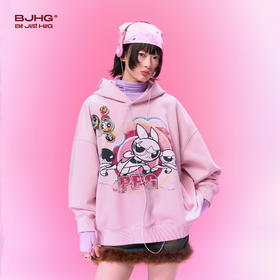 【飞天小女警联名】BJHG不计后果美式卫衣女春季做旧印花连帽上衣
