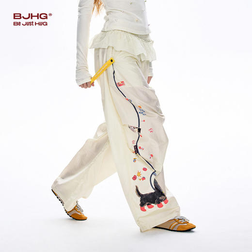 BJHG不计后果休闲裤子男款春夏季挂绳阔腿健身休闲宽松运动长裤女 商品图1