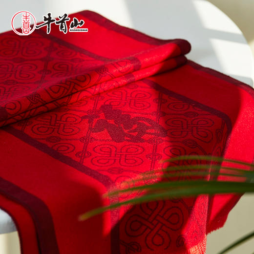 牛首山文创×万事利联名款福禄双全颂福彩围巾红色礼盒装新春礼物 商品图4