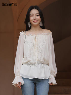 【门店同款】ENJOY春季“柔光芳序”精致烫钻上衣 169602082