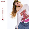 BJHG不计后果 复古印花长袖T恤女夏季冰感莱赛尔极薄宽松百搭罩衫 商品缩略图0