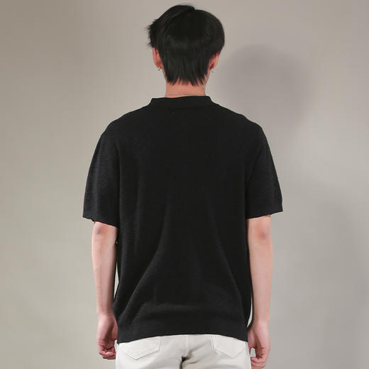 DRONKOO 2026 翻领三粒扣华夫格肌理花纱短袖薄毛衣 商品图4