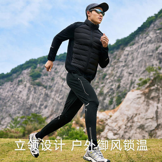OMG运动 【轻量运动羽绒】跑步轻羽绒服男透气弹力拼接袖羽绒衣 商品图2