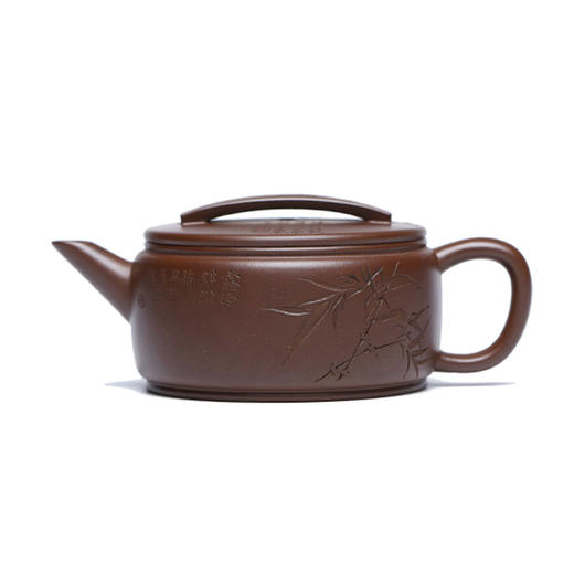 宜兴紫砂壶 竹影剑流汉瓦 手工 原矿紫泥 刻绘竹叶 文人茶具 泡茶壶 精品功夫茶具 190ml 刘向东手工制作 商品图4