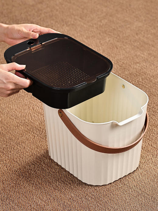 茶渣桶/环保桶/高颜值茶水桶废水桶干湿分离家用茶台功夫茶泡茶排水茶桌塑料茶桶 商品图2