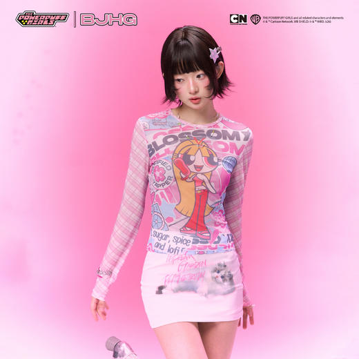 【飞天小女警联名】 BJHG不计后果长袖t恤女款春季修身辣妹风上衣 商品图1