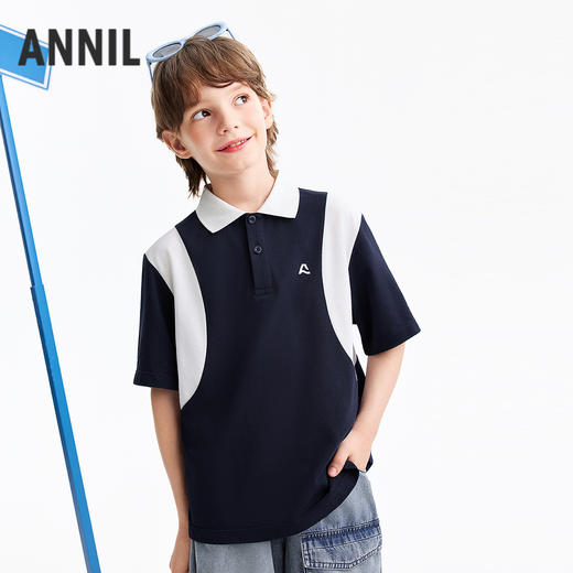 男童翻领短袖针织衫夏季新款安奈儿童装EB621594 商品图2
