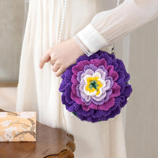 苏苏姐家牡丹花口金包diy手工钩针编织牛奶棉斜挎包毛线团材料包 商品图3
