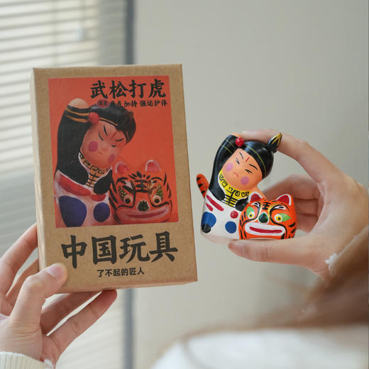 泥塑彩绘泥人玩具摆件 武松打虎马上封侯装饰品手工艺品 商品图7