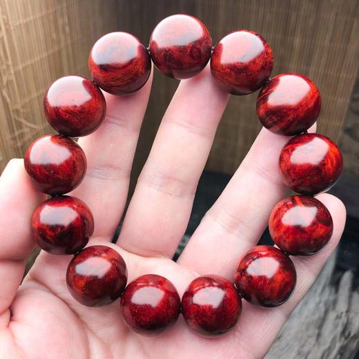 【青山特惠】1.8*13颗5星带瘤疤小叶紫檀手串（无胶嫩瘤）t18 商品图0