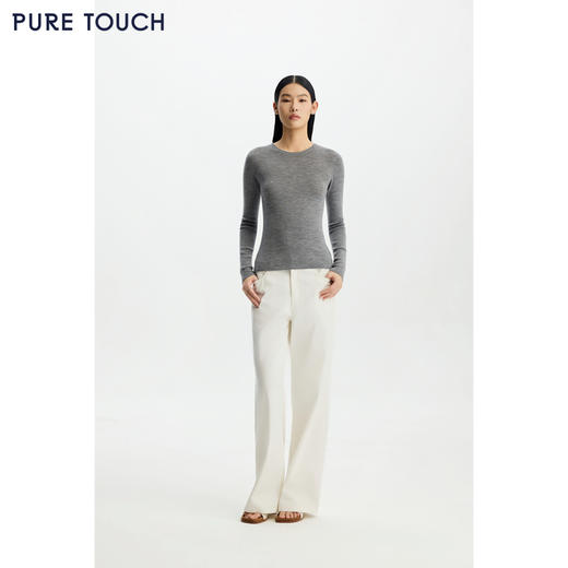 PURE TOUCH女装26春夏新款圆领羊毛打底衫弹力修身内搭多色针织衫 商品图1