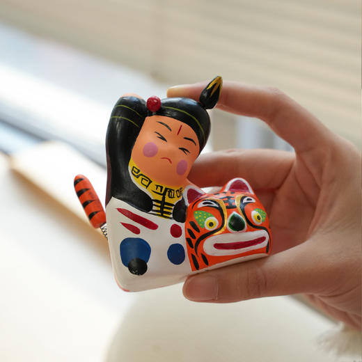 泥塑彩绘泥人玩具摆件 武松打虎马上封侯装饰品手工艺品 商品图6