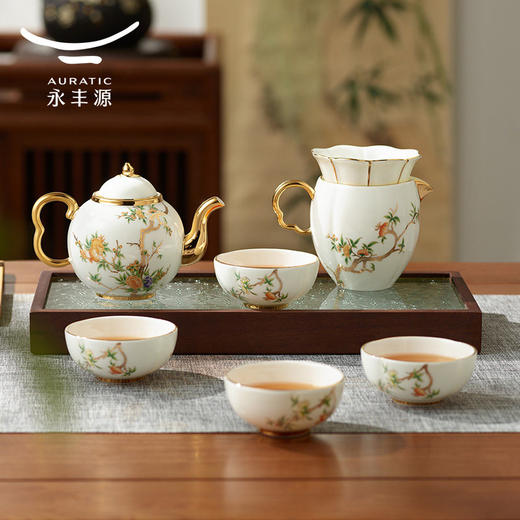 【彼达思】永丰源夫人瓷石榴家园8头茶具4人位 茶礼高端轻奢商务送礼家居自用下午茶礼盒 商品图0