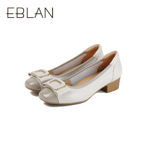 【上新】伊伴2026春季舒适优雅通勤气质粗跟方扣便鞋单鞋B26197715 商品图4