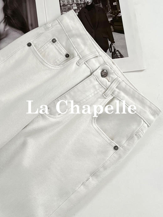 专柜实拍【拉腿神裤】拉夏贝尔/La Chapelle莱赛尔+棉！弹力舒适通勤百搭高腰显瘦牛仔微喇裤 商品图9