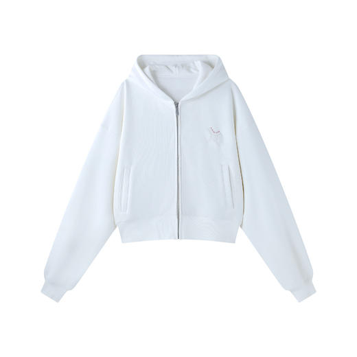 BJHG不计后果短款贴贴卫衣女春季潮牌针织开衫美式宽松连帽短外套 商品图3