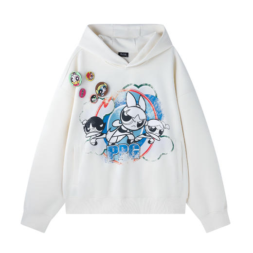 【飞天小女警联名】BJHG不计后果美式卫衣女春季做旧印花连帽上衣 商品图4