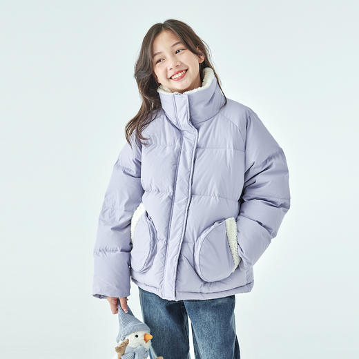 棵初25年冬季新款亲子中大女童休闲保暖羽绒服三防面料防钻绒外套 商品图2