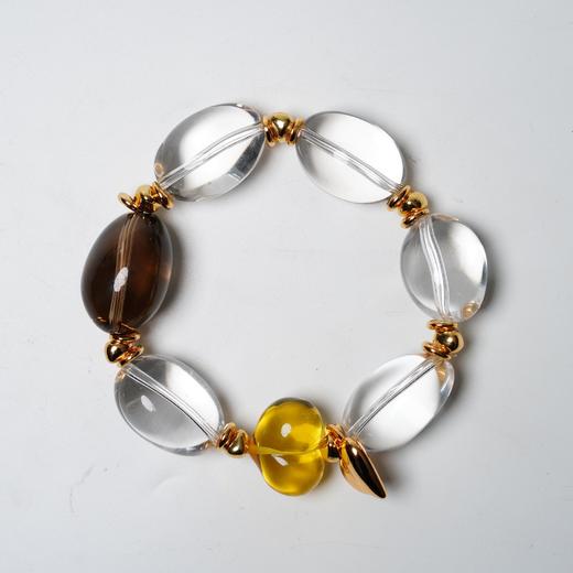 【预售5-7天发货】白水晶随形大豆+茶晶手串 商品图0