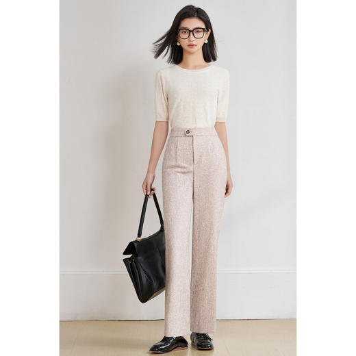 剩S/M/L/XL/XXL 厚实挺括的质感 柔软亲肤的触感 米思阳2025秋冬新款通勤OL羊毛修身西裤5535 商品图4