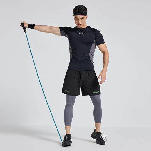 OMG运动 白色紧身裤男内搭打底裤压缩高弹力训练裤子健身裤九分 商品图2