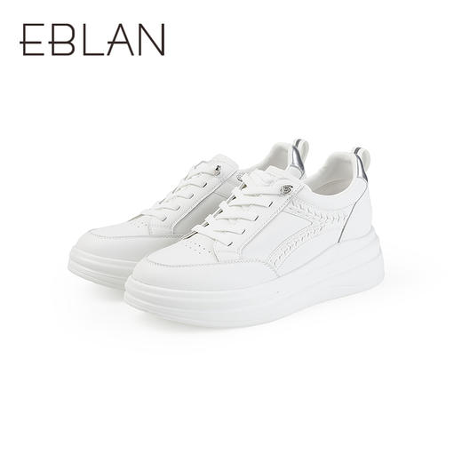 【上新】伊伴2026春季时尚编织设计休闲百搭增高小白鞋B26189560 商品图4